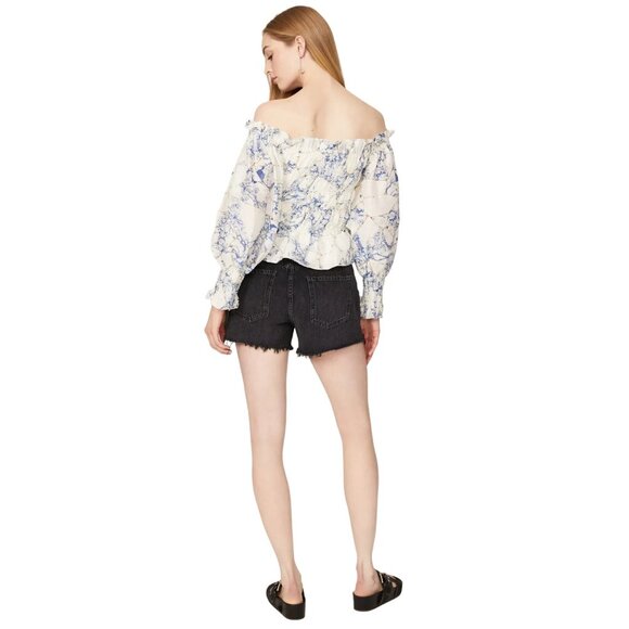 All Saints Blue and White Off-Shoulder Blouse - Picture 15 of 16